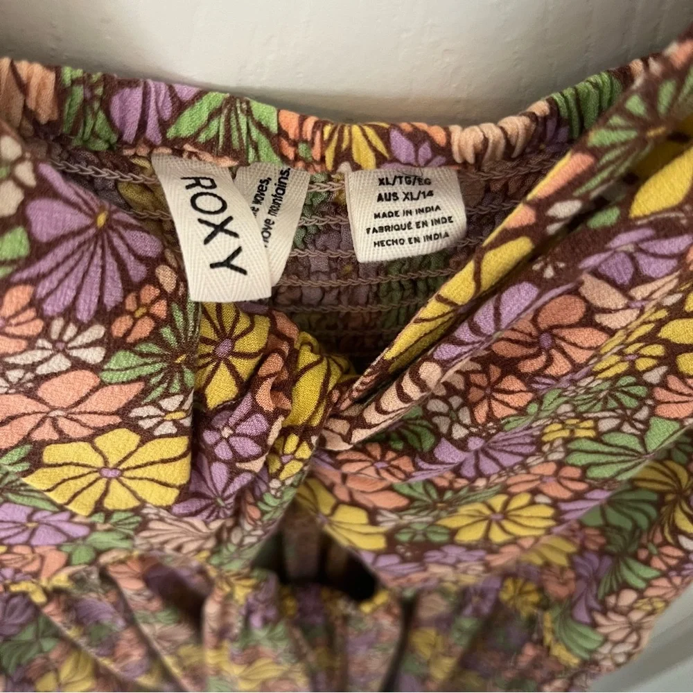 ROXY Evening Glow Again Floral Sleeveless Dress-Root Beer | XL - Picture 4 of 10